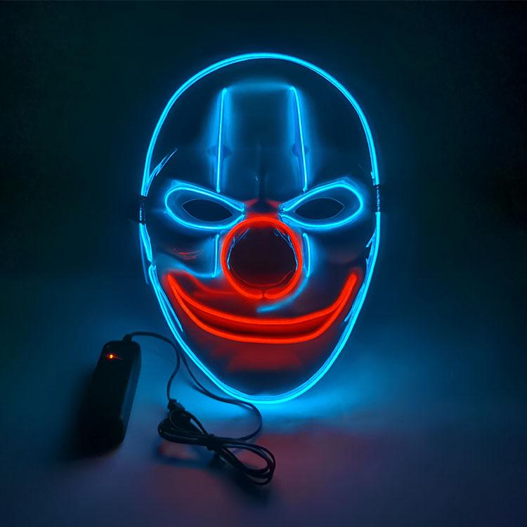 Black Ghost LED Sound-Control Mask - Luminous V Shape Halloween Prop