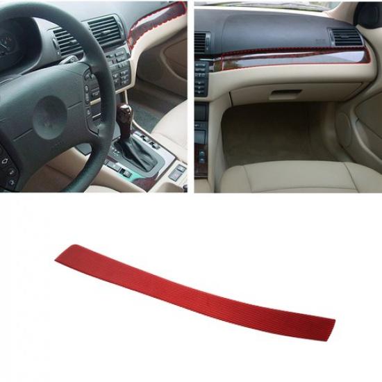 Red Carbon Co-pilot Dashboard Panel Trim Strip Cover For BMW 3 Series E46 98-05