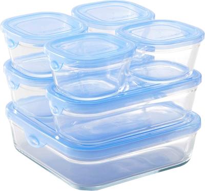 Iwaki Heat Resistant Glass Storage Container Blue 7 Piece Set Pack Microwave & PSC-NPR-B7