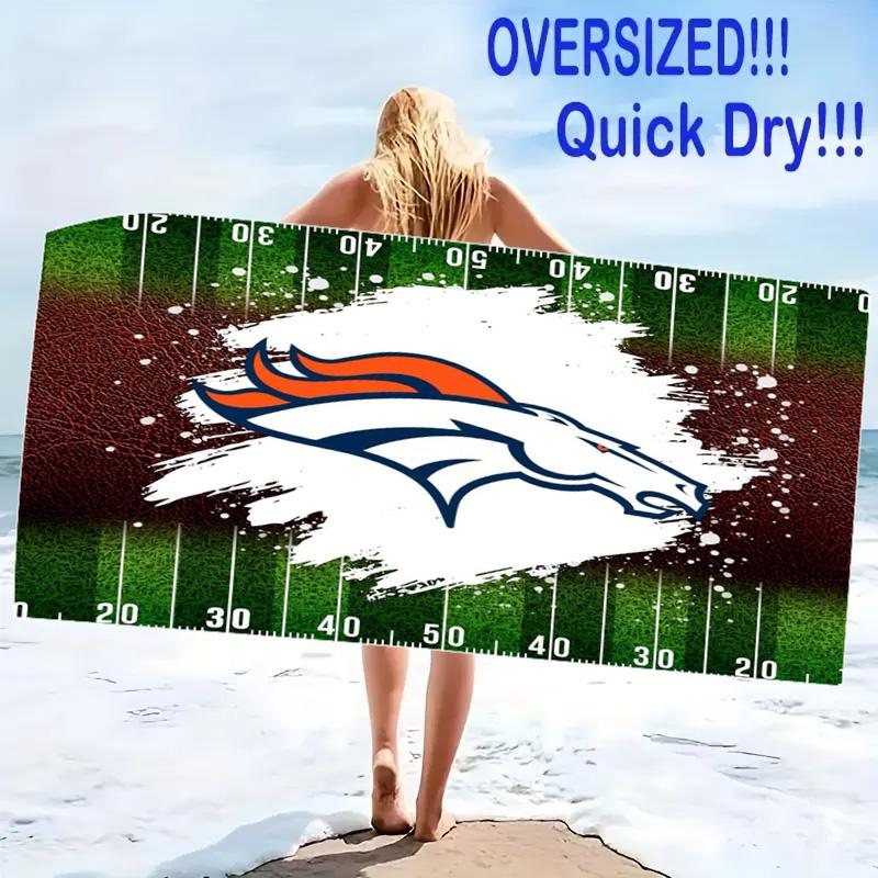 Denver Broncos Print Beach Towel, Large Soft Quick Dry Towel for Beach Camping Swimming