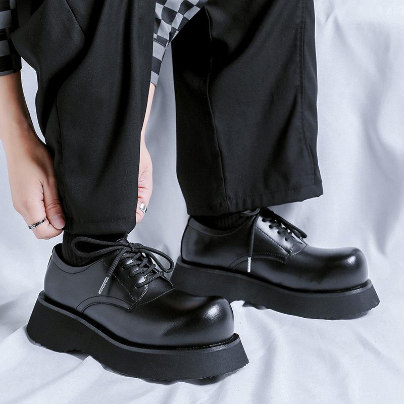Leather shoes men's 2024 new casual black heightening derby shoes design sense niche business wedding shoes 21244-R