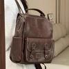 Large Capacity Backpack Vintage British Style Student School Bag 3-Way Convertible Shoulder Handbag Travel Daypack