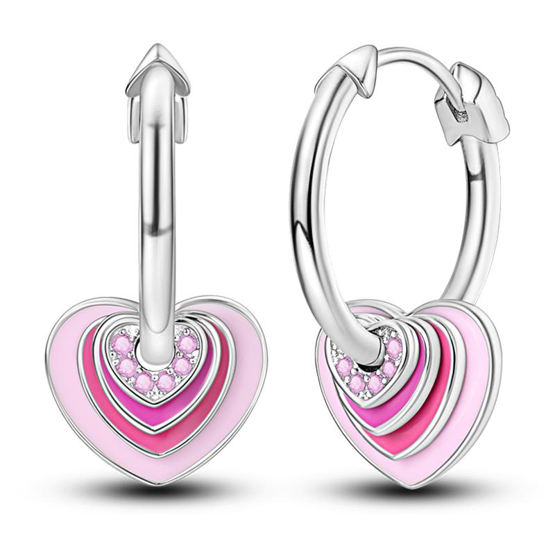 Women's 925 Silver Teddy Bear Rabbit Donut Pink Theme Sweet Romantic Priginal Design Earrings Engagement Party Exquisite Jewelry