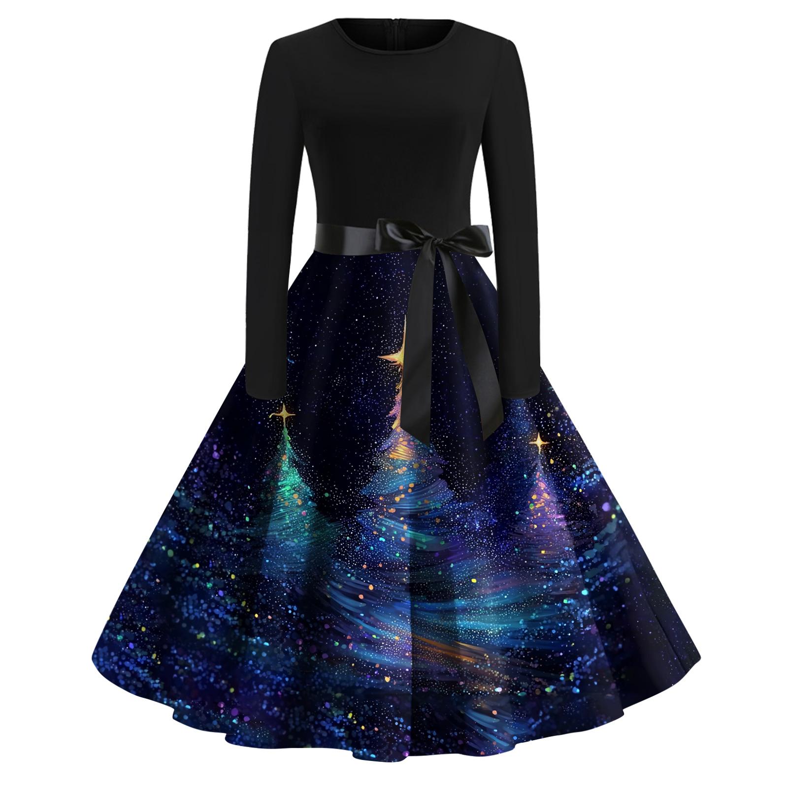 

Женское модное повседневное платье с круглым вырезом, принтом на Хэллоуин и длинными рукавами M