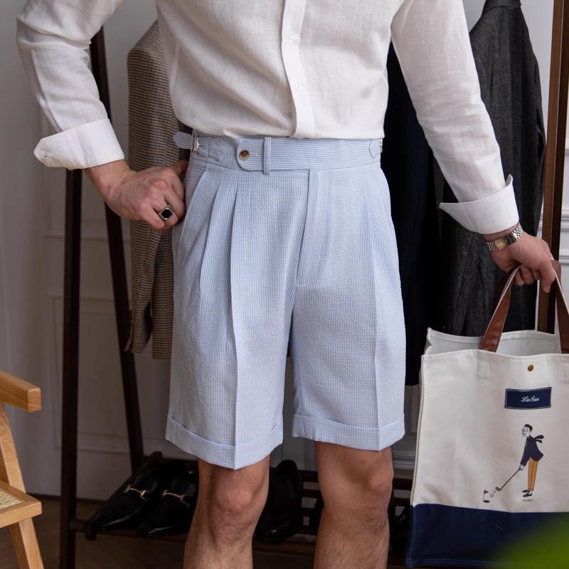 

2025 Summer Men s High-Waisted Breathable Gauze Capris - Stylish British Italian Straight-Leg Casual Shorts Large