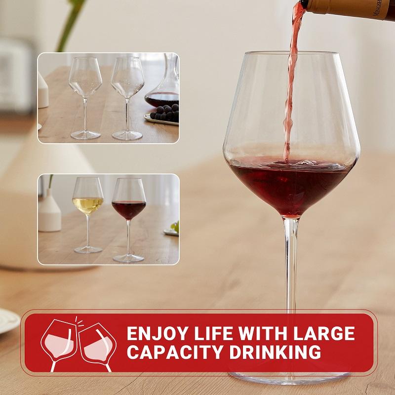 MICHLEY 2pcs/4pcs Unbreakable Wine Glasses Tritan Plastic Glassware For Outdoor Wedding Birthday Celebrations Red Wine Drink Cup