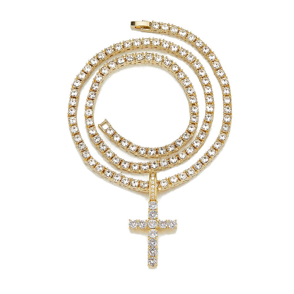 High-End European & American Zircon Cross Necklace for Women—Versatile, Non-Fading, Fashionable