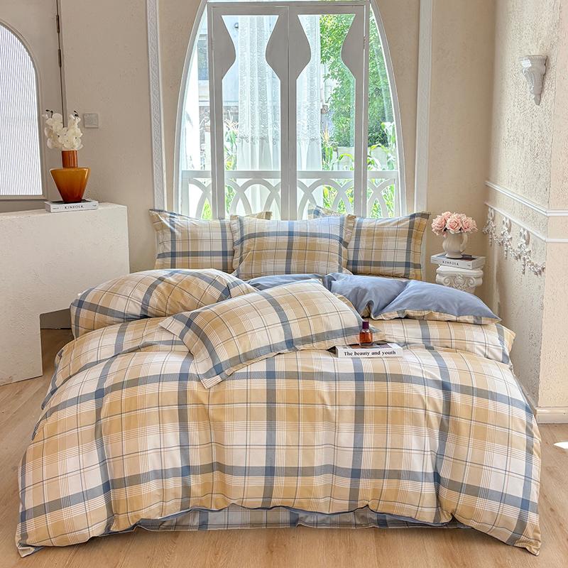 100% Cotton 3 Piece Duvet Cover Set with 2 Pillowcases for Single Double Queen King Size Bedding