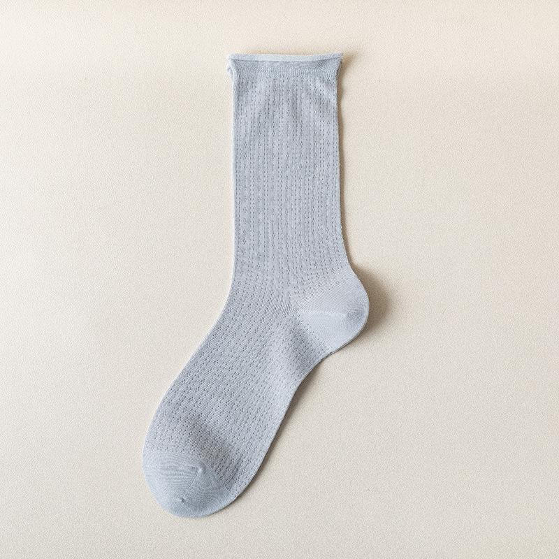 Lot de 5 paires de chaussettes Harajuku pour femme, couleur unie, en coton respirant, style tube central, collection printemps-été