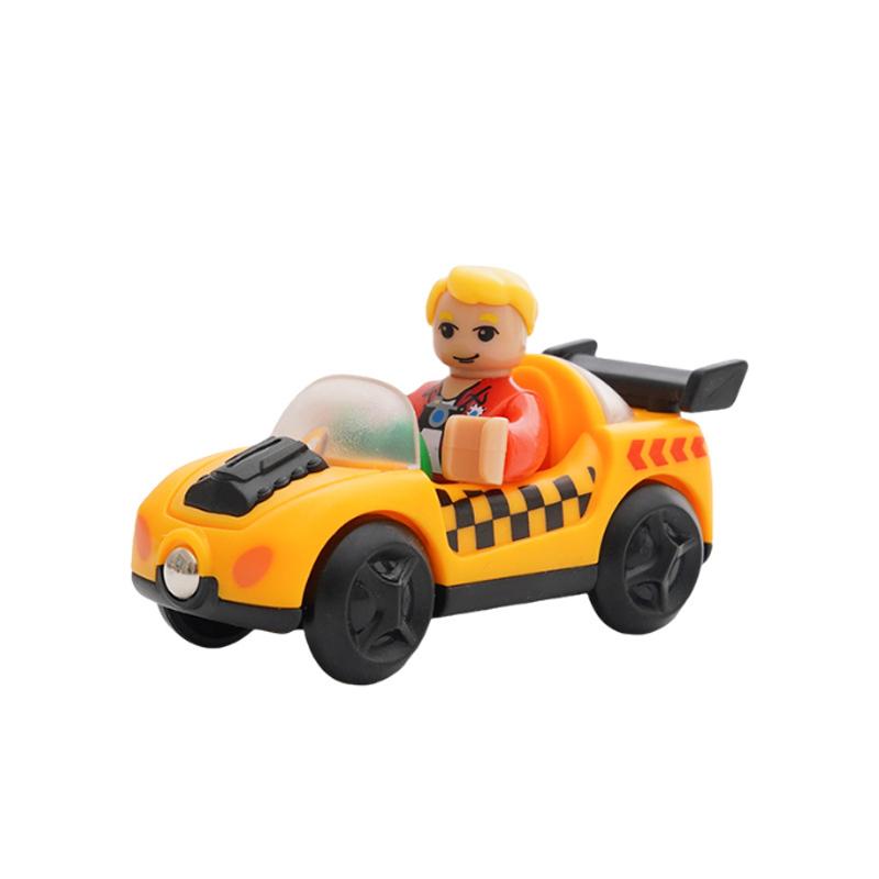 Plastic Inertial Police Car Engineering Vehicle Trailer Compatible with Wooden Thomas Train Track Toy