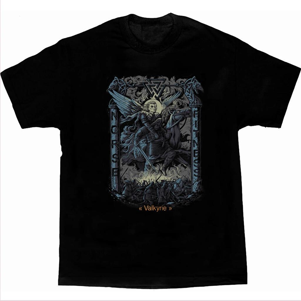 Till Valhalla Norse Mythology Maiden of War Valkyrie TShirt Short Sleeve Casual 100 Cotton ONeck Mens Tshirt Streetwear