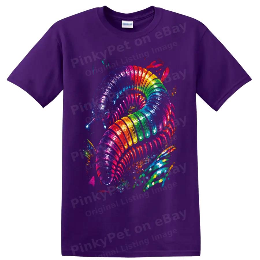 Rainbow Millipede T Shirt Colorful Insect Art Psychedelic Nature Graphic Tee