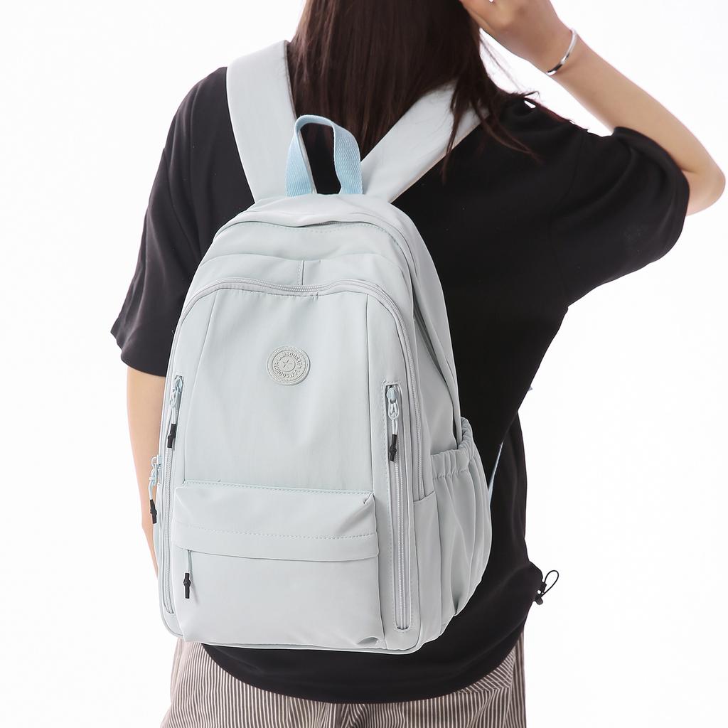 Schoolbag Casual Anti-splashing Nylon Bag Large Capacity Women's Backpack Trendy Outdoor Travel Bag Lightweight Student Schoolbag
