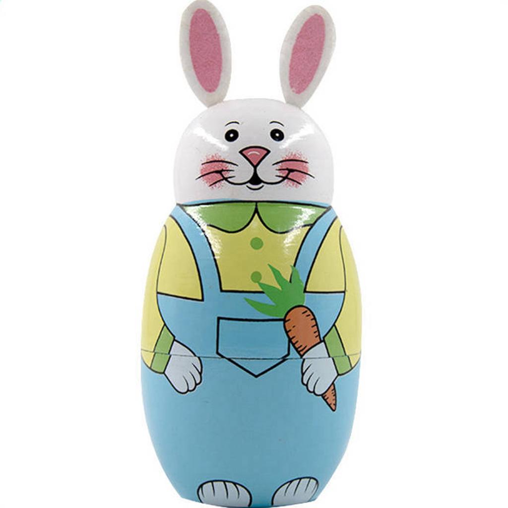 Matrjosjka Påske Femlags Kaninsett Trehåndverk 5 Dukker Barnas Dag Gave Gaver Leker.