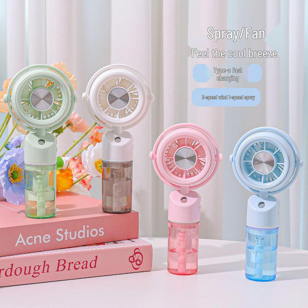 New Summer Handheld Mini Fan - Portable, Hydrating, USB Rechargeable for Outdoor/Desk Use