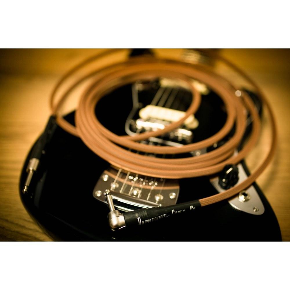 Rattlesnake Cable Company 10-Foot Copper Guitar Instrument Cable Straight to Right-Angle 1/4 Inch Plug