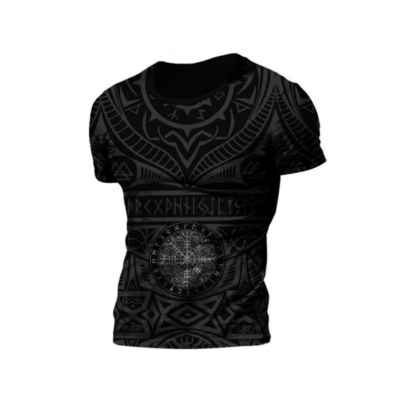 Men's 3D Printed T-Shirt Vintage pattern printing Short Sleeve O-Neck Pullover casual top