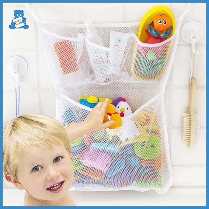 Baby Bath Toys Cute Duck Frog Mesh Net Toy Storage Bag Strong Suction Cups Bath Game Bag Bathroom Organizer Water Toys for Kids