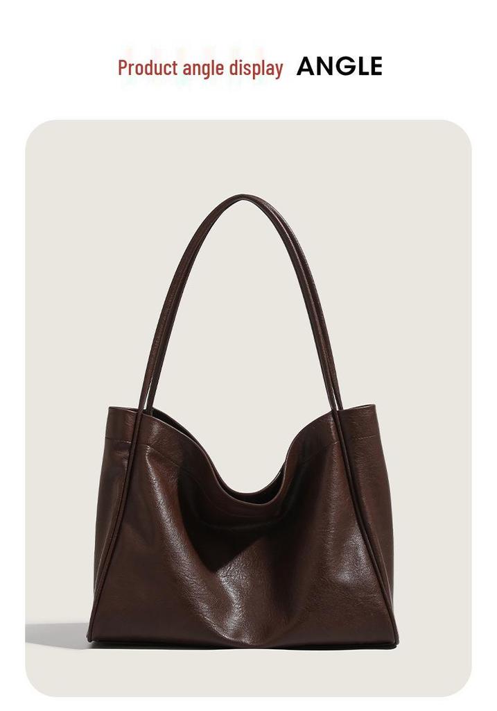 Trendy British-Style PU Leather Tote: Large Capacity, Versatile Commuter Shoulder Bag
