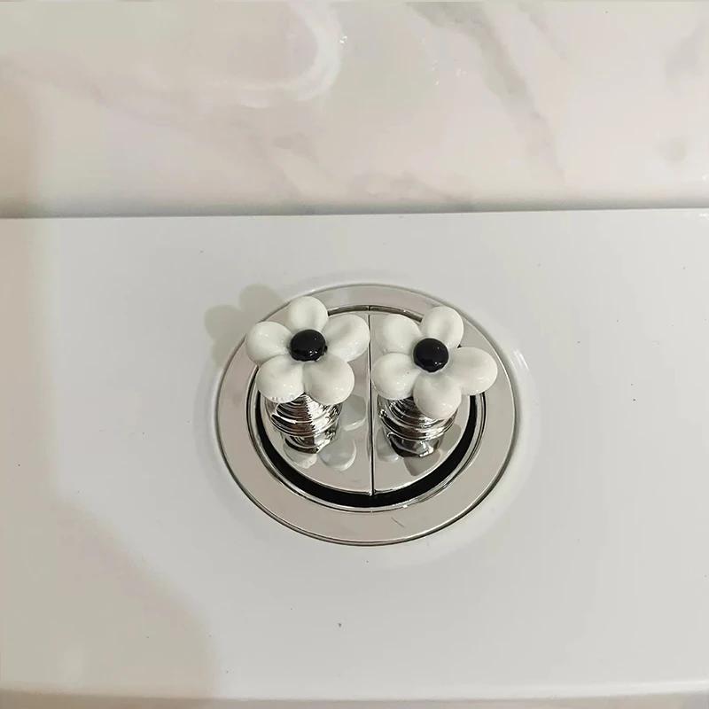 Toilet Flush Handle, Small Flower Design, Universal Toilet Lid Remover, Water Tank Switch Button, Home Bathroom Accessory