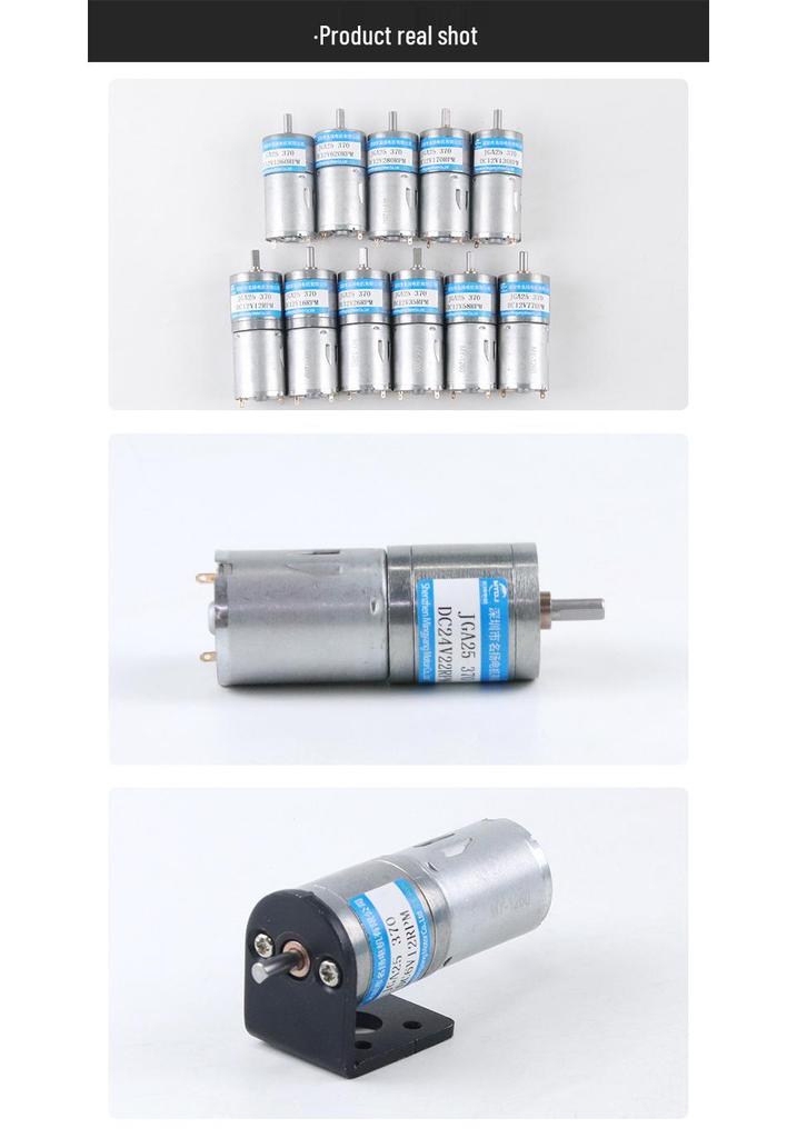 Compact 12V DC Geared Motor JGA25-370 - Low-Speed Brushed Electric Motor