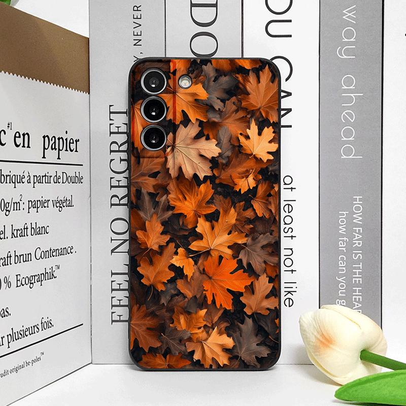 Hand-Painted Autumn Maple Leaf Phone Case for Samsung Galaxy S25 S24+ S23 Ultra S22 Plus S21FE M53 M34 5G Shockproof Soft Cover
