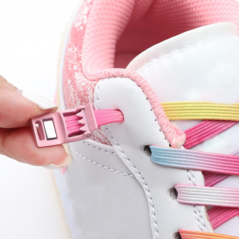 NR.8 1 Par Rainbow Skosnören Magnetisk metalllås Elastiskt skosnöre Inga knytsnören Skosnören Barn Vuxen Snabbspets gummiband Skosnören