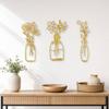 3 Pieces Metal Wall Art with Floral Arrangement Botanical Openwork