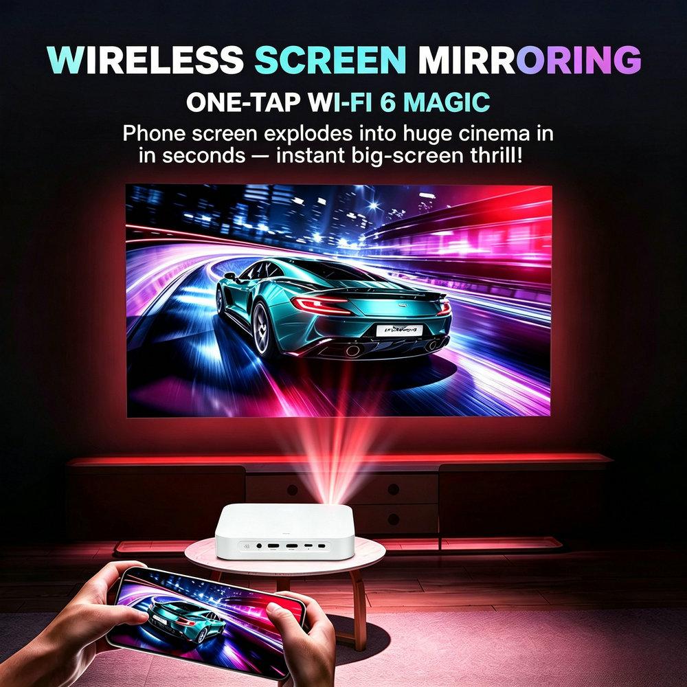 Vivicine S500 tragbarer Android 13 DLP 4K Projektor nativer 1080P Projektor Autofokus in 15000mAh Akku für Kino Outdoor Camping