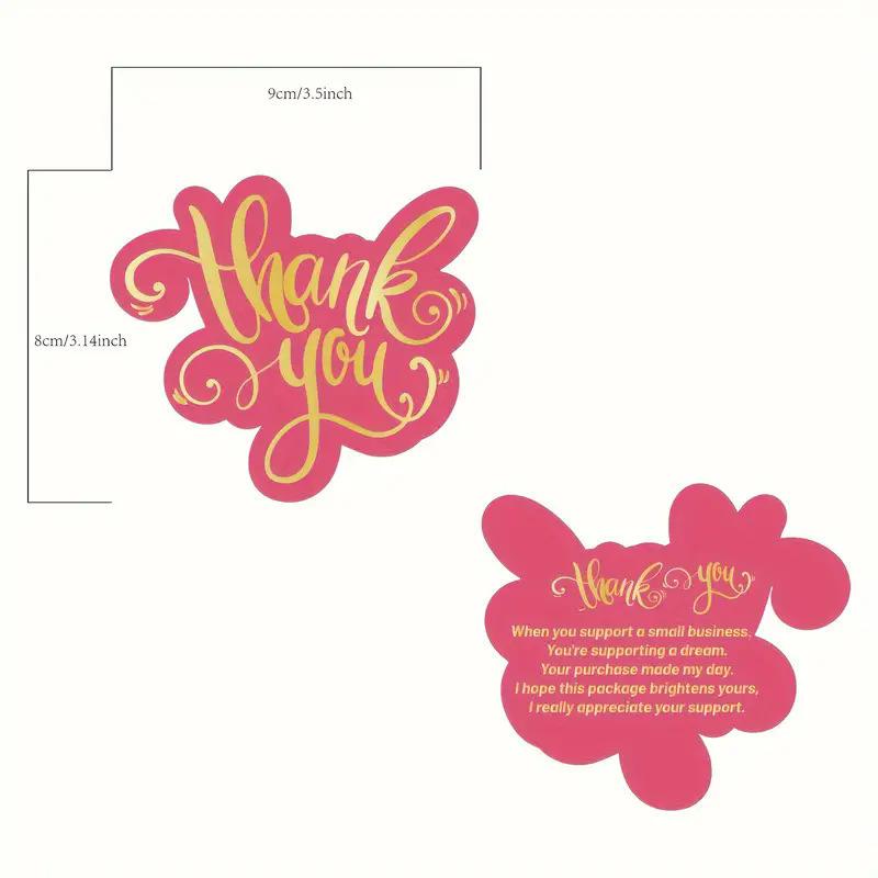 50pcs Thank You Cards For Small Businesses Owners, Pink Mini Business Thank You Cards, for Online Retailers with Insert Notes
