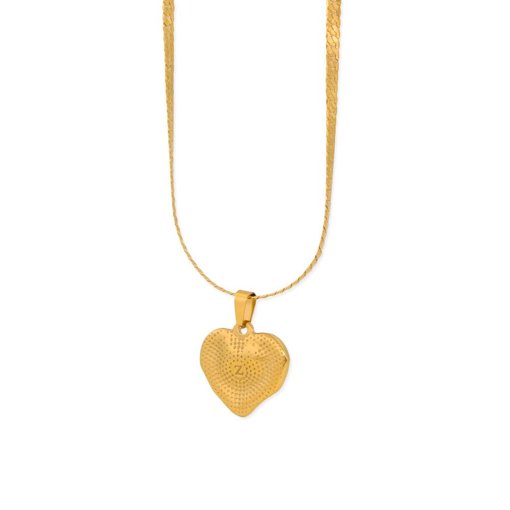 Gold-Plated Stainless Steel Heart Pendant Necklace - Simple Niche Design