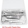 Metal File Fastener, 50 Pcs Stainless Steel 3.5 Inch 2 Hole Metal Paper Clips for Loose-Leaf and Office (50)