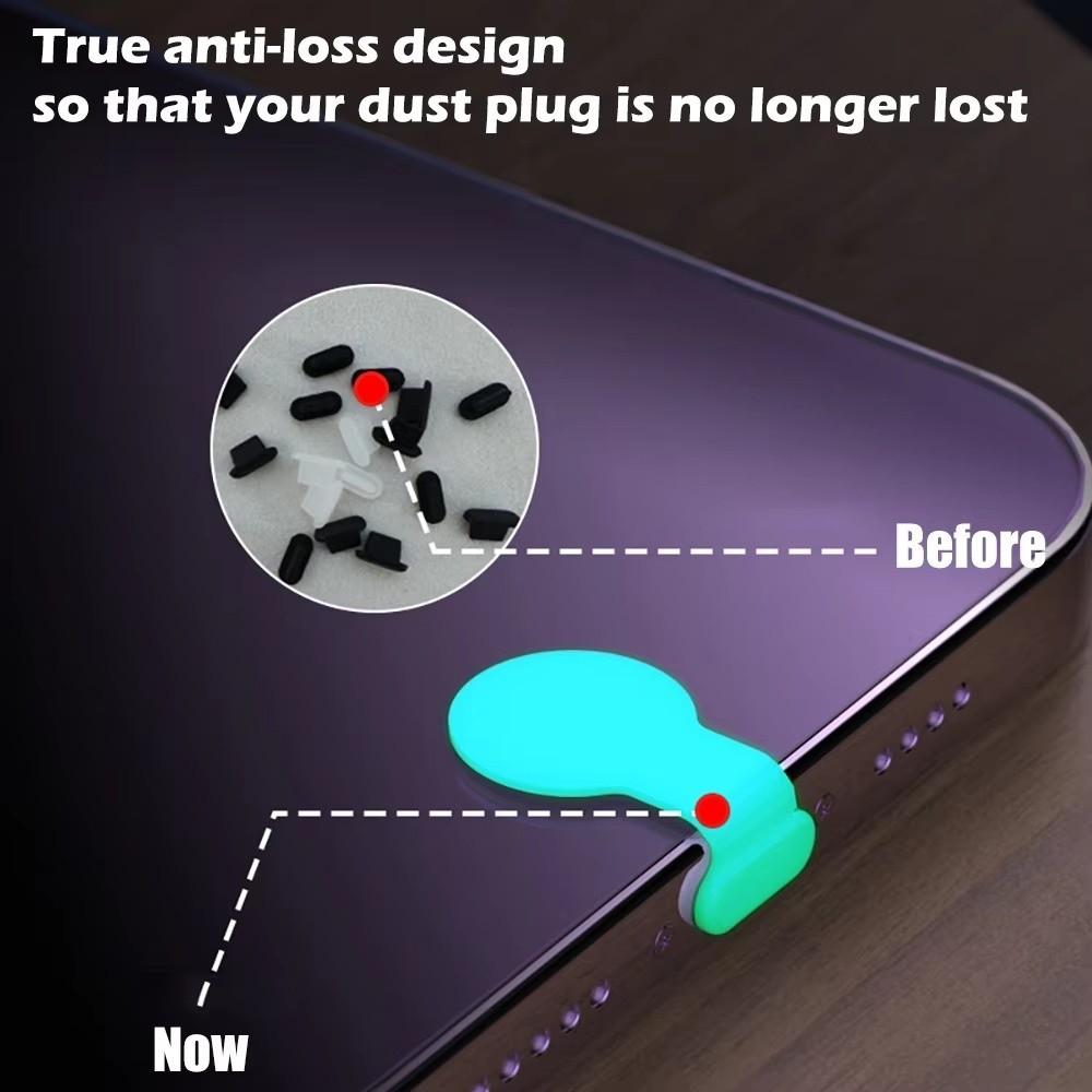 6PCS Dustproof Charging Port Dust Plug Luminous Port Protective Cover Tablet Accessories