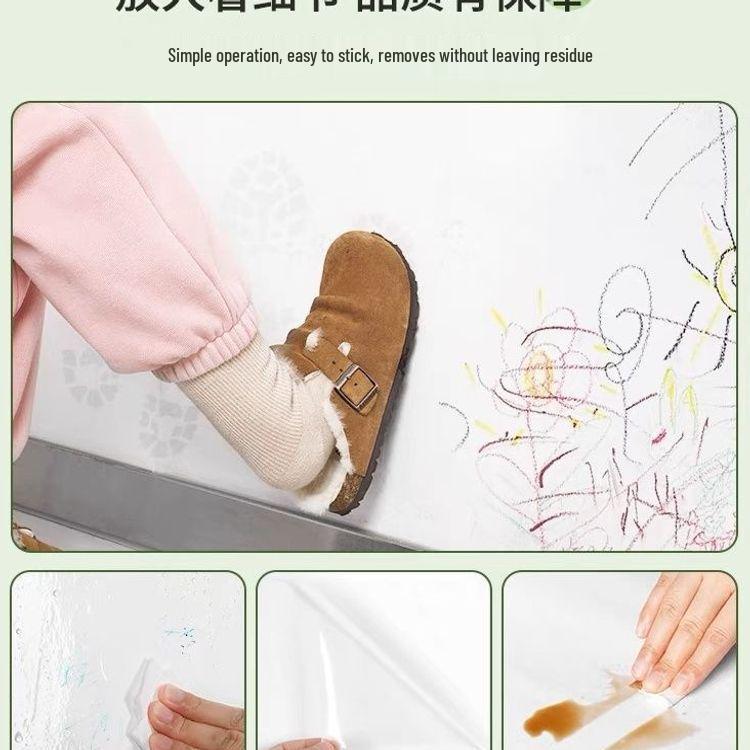 Electrostatic Transparent Wall Protection Film: Waterproof, Dirt-Guard, No Damage to White Latex Painted Walls