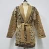 European & American Retro Color-Blocked Tassel Jacquard Mid-Length Cardigan - Women's Loose Fit Lapel Coat for Autumn/Winter