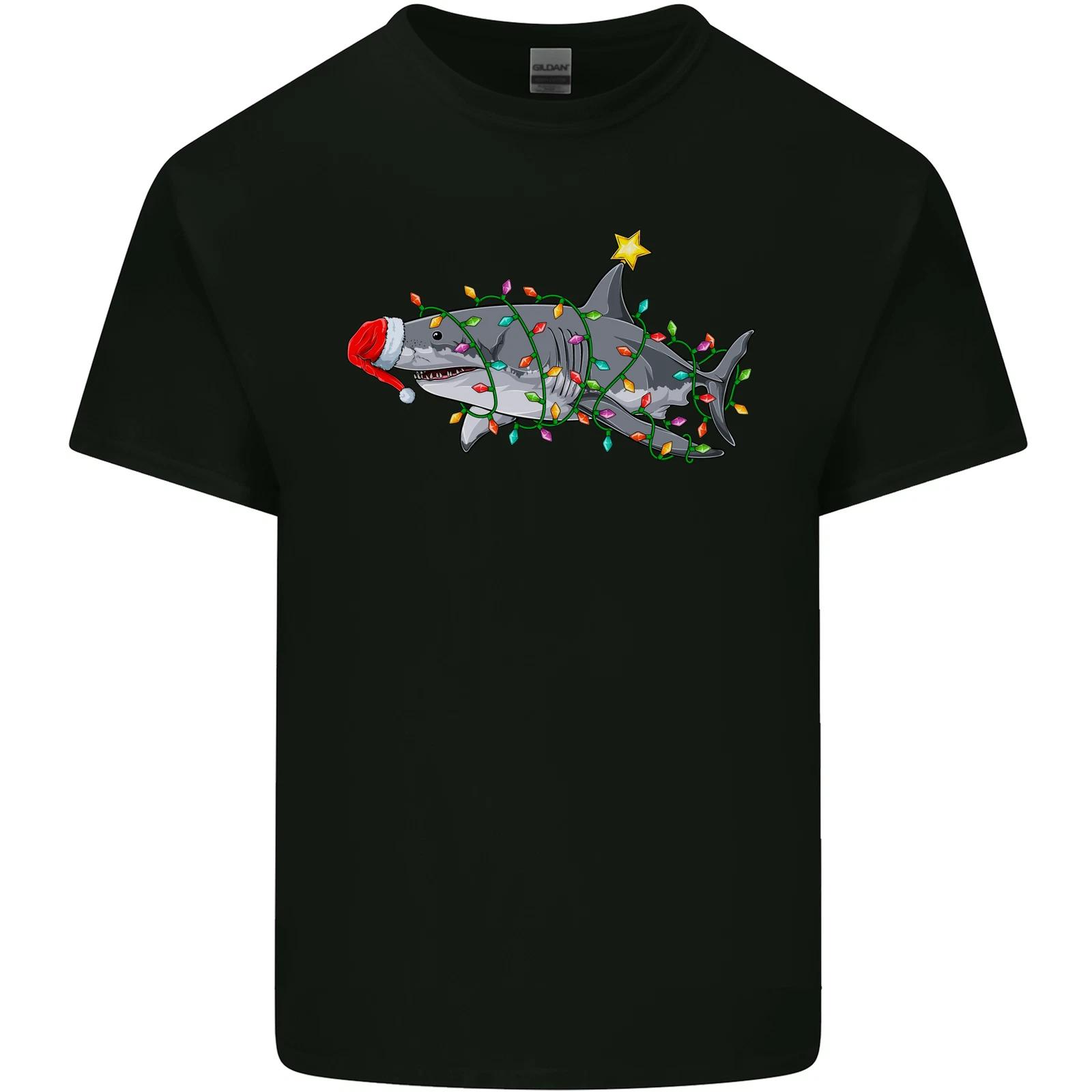 Christmas Great White Shark Xmas Kids T-Shirt Childrens M