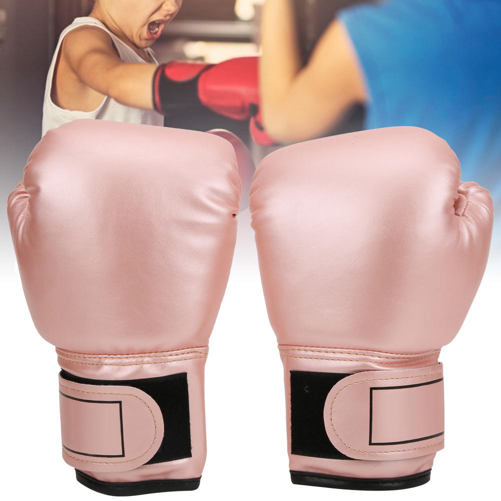 Breathable PU Leather Boxing Gloves Kid Sanda Sparring Sandbag Mitts Training EquipmentPink