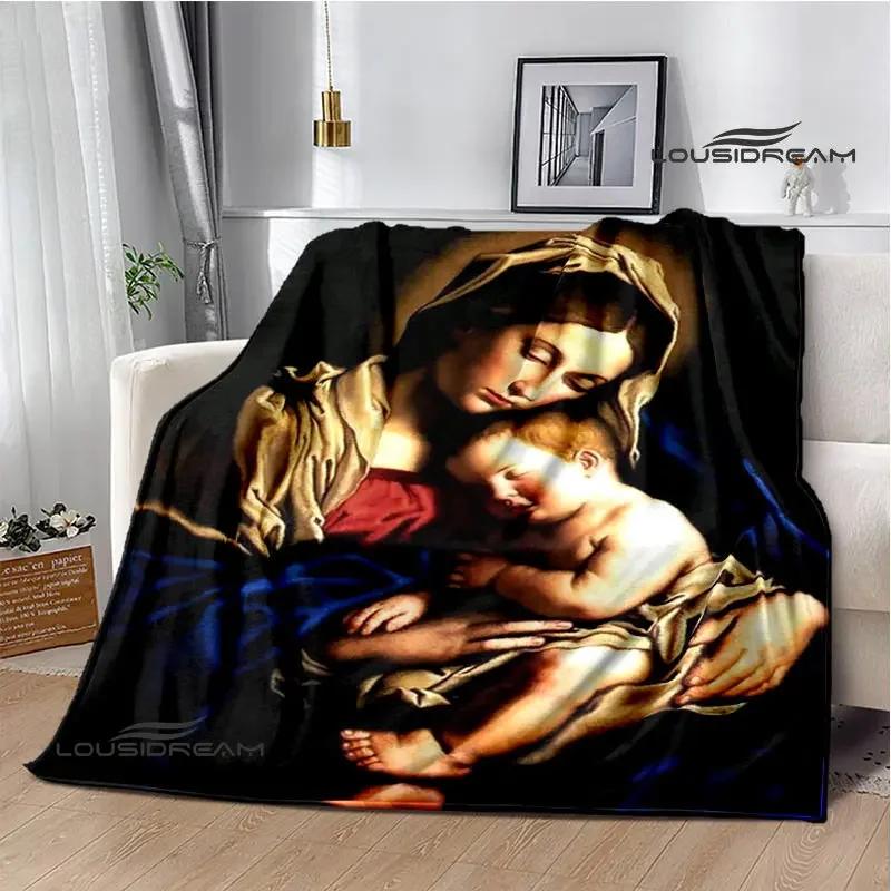 Virgin Mary Faith Print Blanket Flannel Soft Comfort Blanket Home Travel Blanket Kids Warm Blanket picnic blanket birthday gift