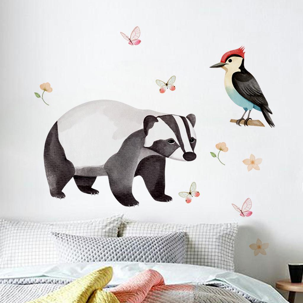 Tree Cartoon Animal Dinosaur Butterfly Wall Stickers, Living Room Bedroom Kids Room Decor, Self-Adhesive Wall Art