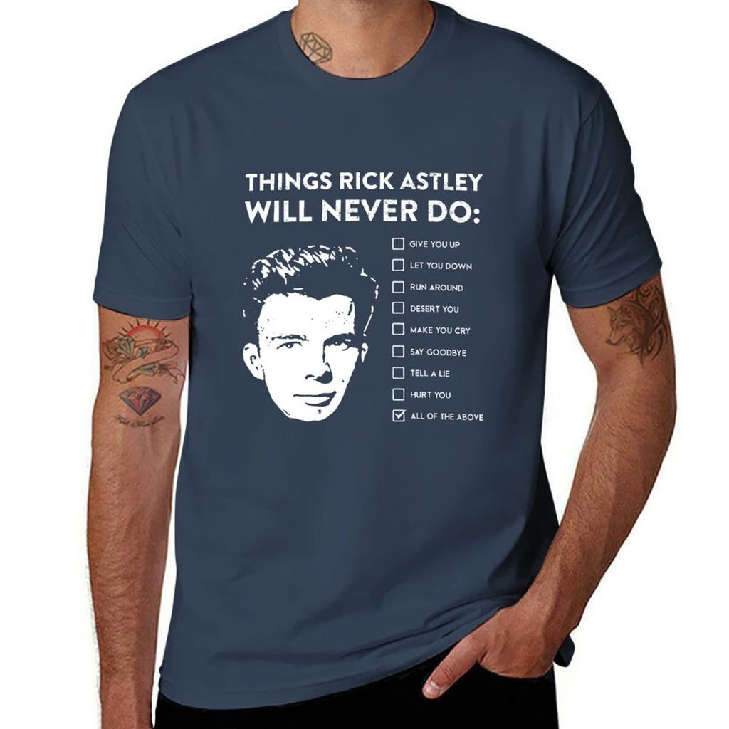 Maglietta 'Cose che Rick Astley non farà mai' abbigliamento estetico divertente top magliette da uomo in cotone