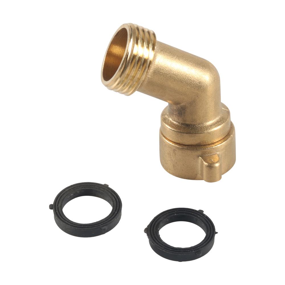 2 Pack Garden Hose Elbow Connector, 90 Degree And 45 Degree Brass Water Hose Adapter, 3/4" Brass Garden Hose Elbow Adapter For Water Hookups