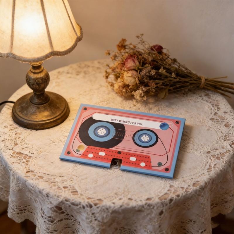 Message Recorder Card Handmade Customizable Voice Recording Cassette Tape Shaped Greeting Card for Couple