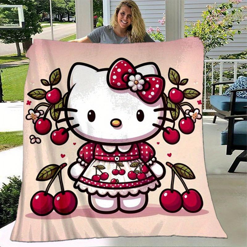 1pc. Hello Kitty Cherry Blossom Patterned Blanket - Perfect for Home, Office, Outdoor Use & Gift Ideasz0411207