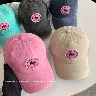 Cartoon Little Fox Embroidered Baseball Cap for Women New Style with Large Brim Covering Face Adjustable Hair and Deep Top Baseball Cap