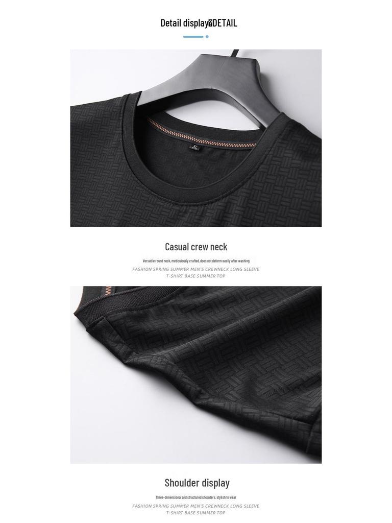 Men's Plus Size Ice Silk Short Sleeve Round Neck T-shirt - Lightweight Summer Casual Loose Fit