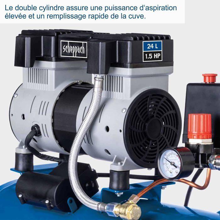 Compresseur d'air horizontal SCHEPPACH - HC26Si - 24L - 1100 W - 8 bars - 1,5 CV