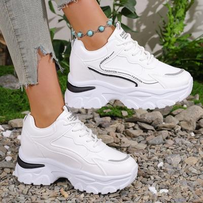 Fashion Women's Platform Sneakers 2025 Autumn Lace-Up Thick Bottom Sports Small White Shoes Woman Versatile and Casual Walking Dad Shoes