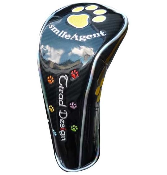 

Милый чехол для гольфа с вышивкой следа лапы Агента Улыбки для фервея и утилиты, синтетическая кожа и эмаль, для драйвера, вуда, клюшек, водоотталкивающий чёрный