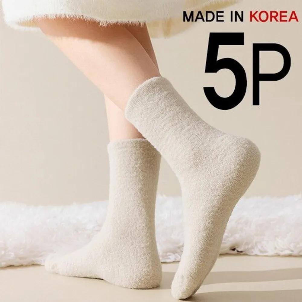 [J.Cotton] Solid Sleep Socks 5-Pair Set Made in Korea