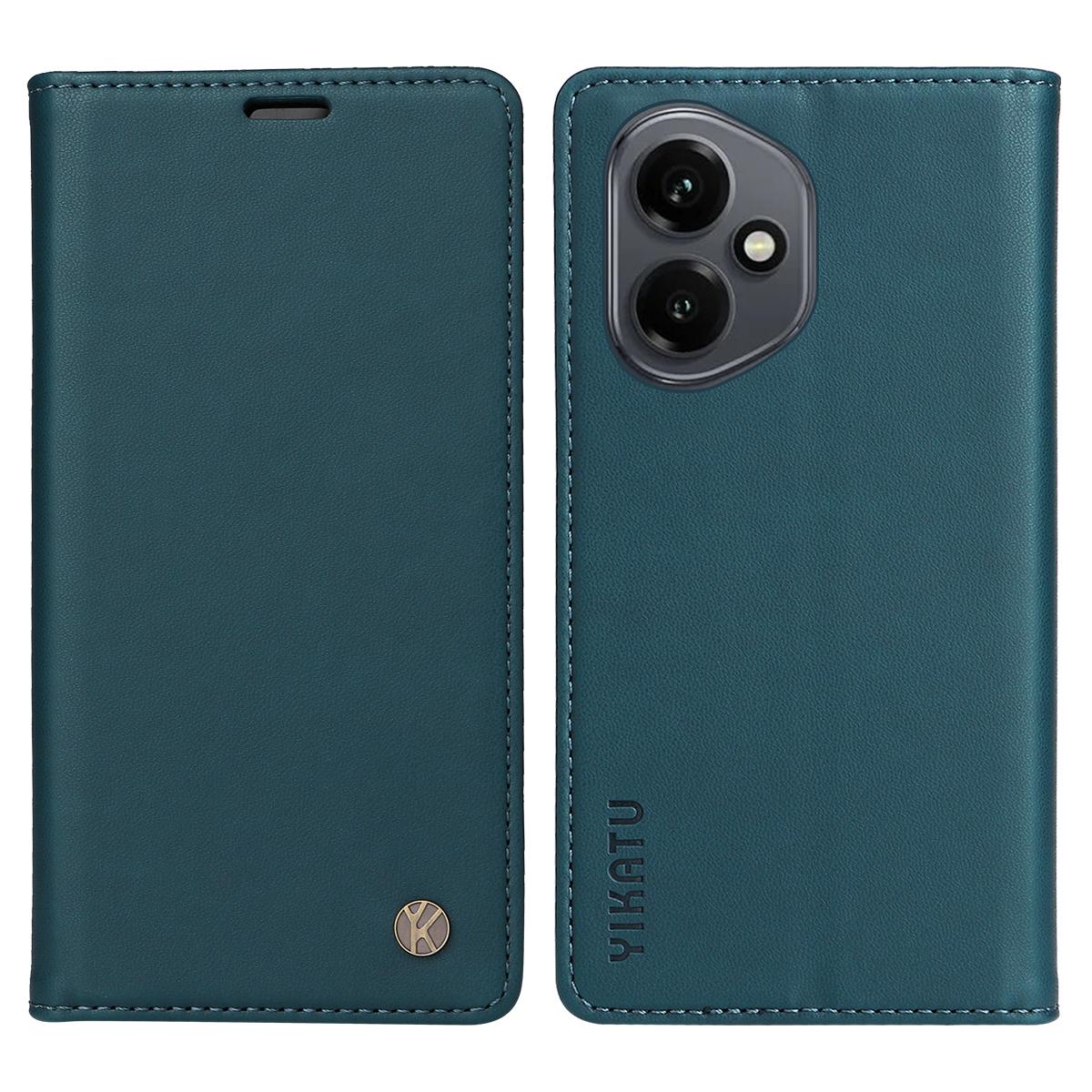 

Для Honor 400 5G (Глобальный) Чехлы для телефонов YIKATU Магнитная застежка PU кожа Мобильный чехол Green